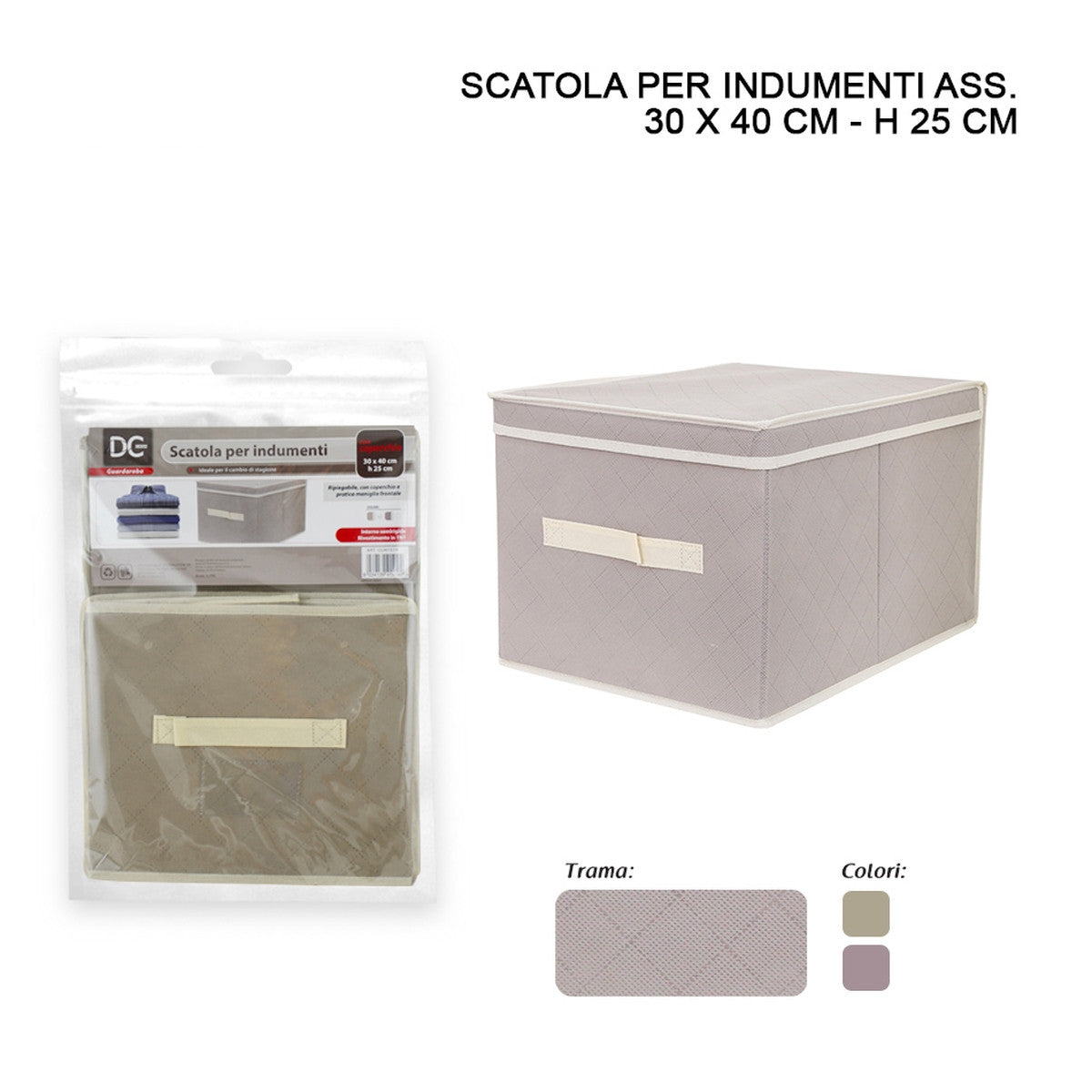 Dimorae - Contenitore Tnt C/Coperchio Manico 30X40X25 Cm Dimorae - Contenitore Tnt C/Coperchio Manico 30X40X25 Cm