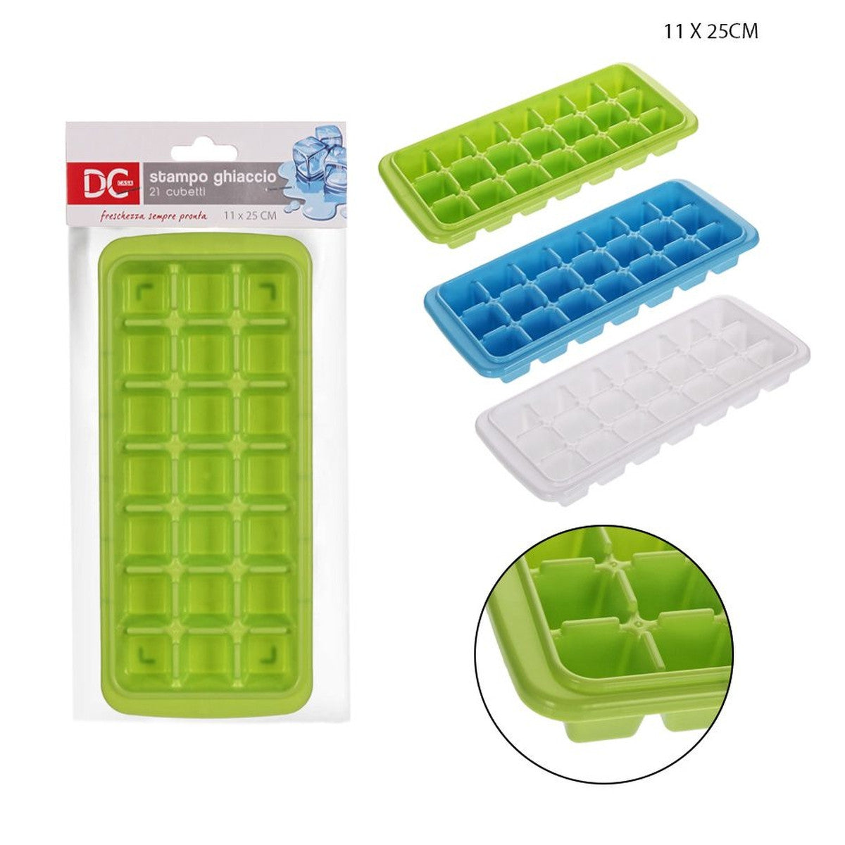 Stampo Ghiaccio Silicone Lacari - 2 Forme Quadrati E Rotondi Per Cocktail E Bevande - Senza BPA