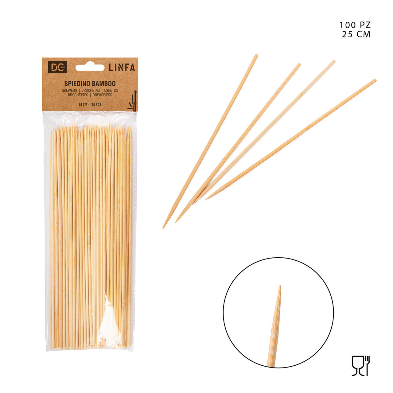 Spiedini Di Bamboo 20cm - Fenice Srl