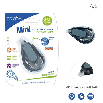 Pryma - Correttore Nastro Mini Soft Touch 5Mmx8M Nero