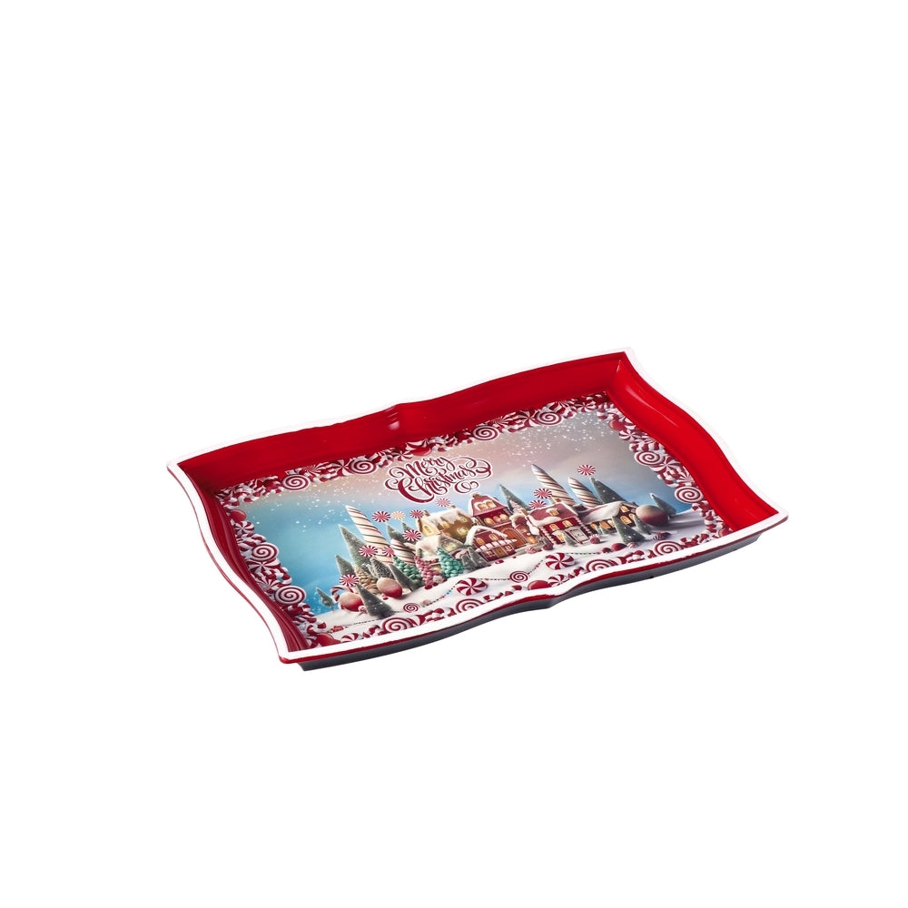 Ad Vassoio Rettangolare Plastica Natale 6 Decorazioni 35X23Xh2 cm