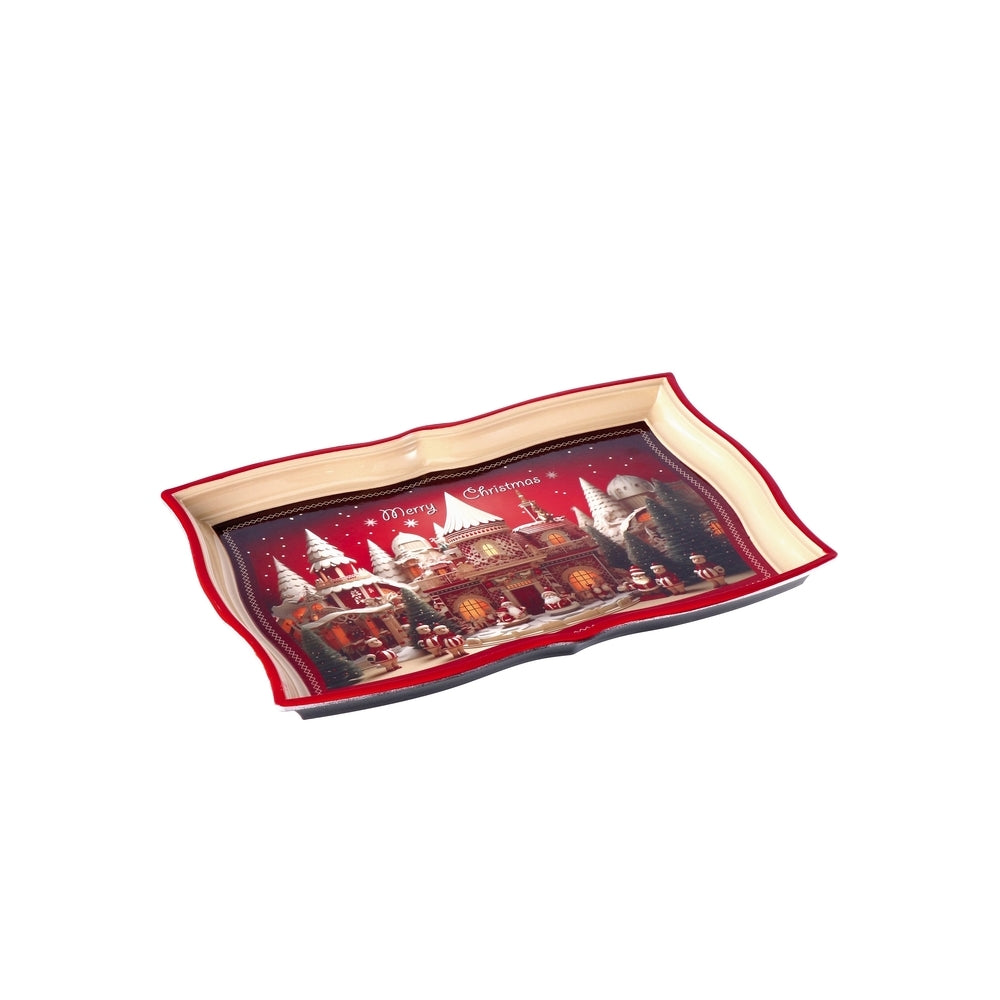 Ad Vassoio Rettangolare Plastica Natale 6 Decorazioni 35X23Xh2 cm