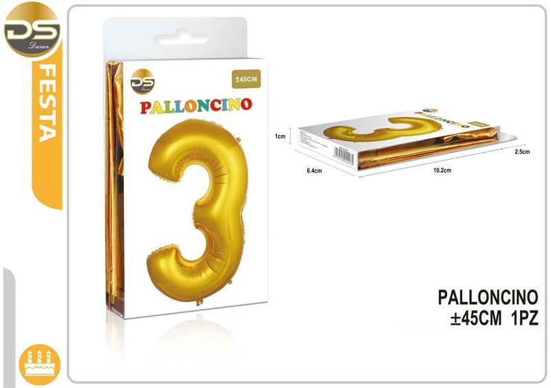 Dz - Party Palloncino Oro Numeri 45Cm