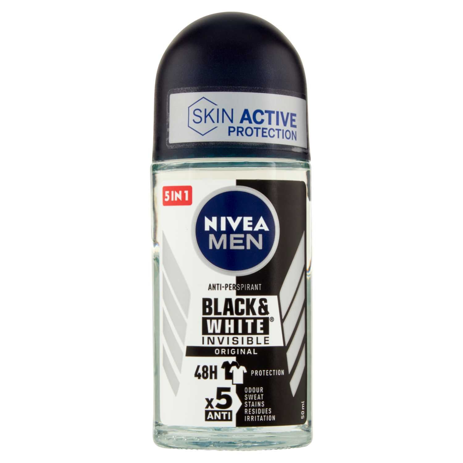 Nivea Men Deo Roll-On Blach&amp;White F/M 50Ml