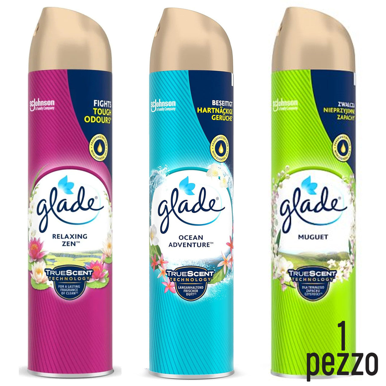 Glade Deo Spray Sandalo/Ocean Adventure/Mughetto 300Ml 1Pz assortito casuale