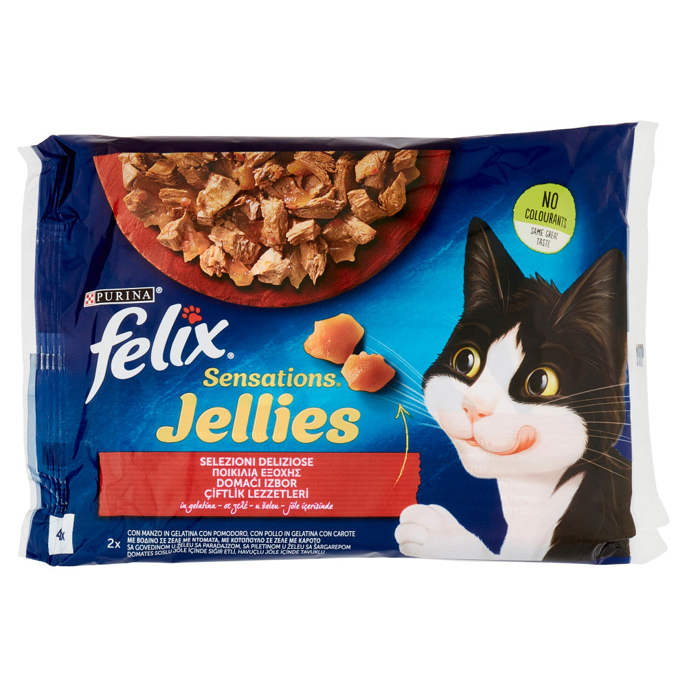 Felix - Jellies Selezione Deliziose Manzo/Pomodoro e Pollo/Carote Gr.85X4