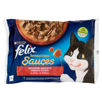 Felix - Sauces Selezione Saporite Tacchino/bacon e Manzo/Pomodoro Gr.85X4