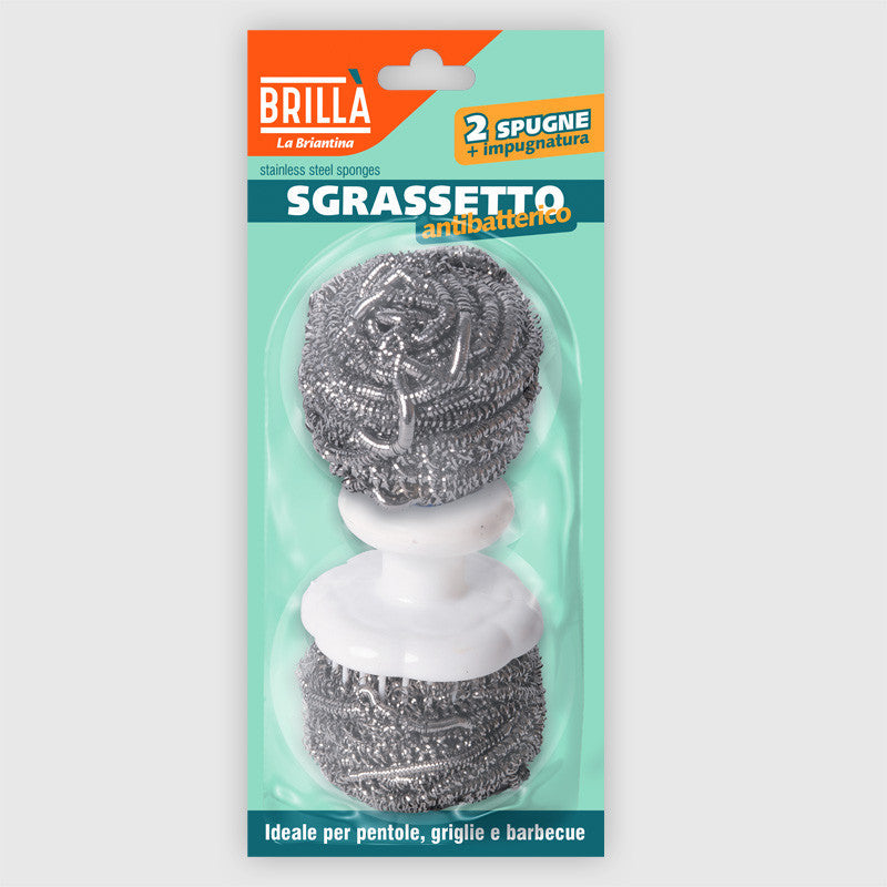 Brillà - Set Pulizia 2 Spugne Acciaio + Manichetto