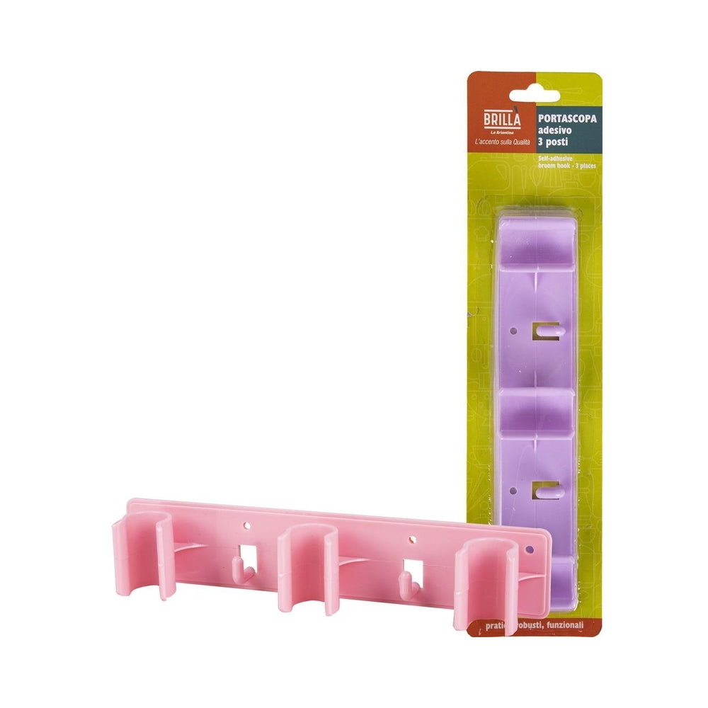 Adhesive Broom Holder 3 Places Assorted Colors