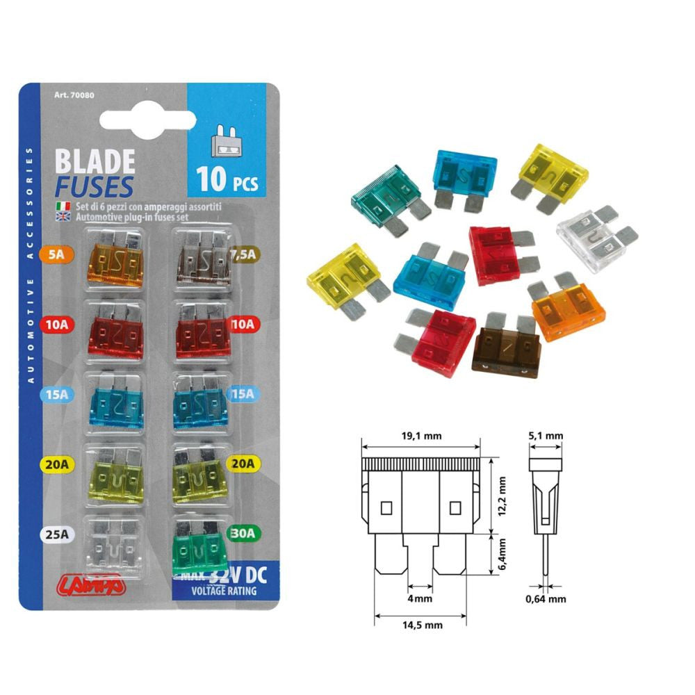 Lampa - Fusibili Lamellari 12/32V 10Pz