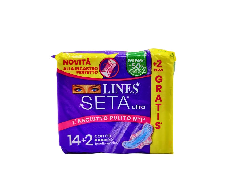 Lines Silk Ultra Absorbents with Wings Pz14+2