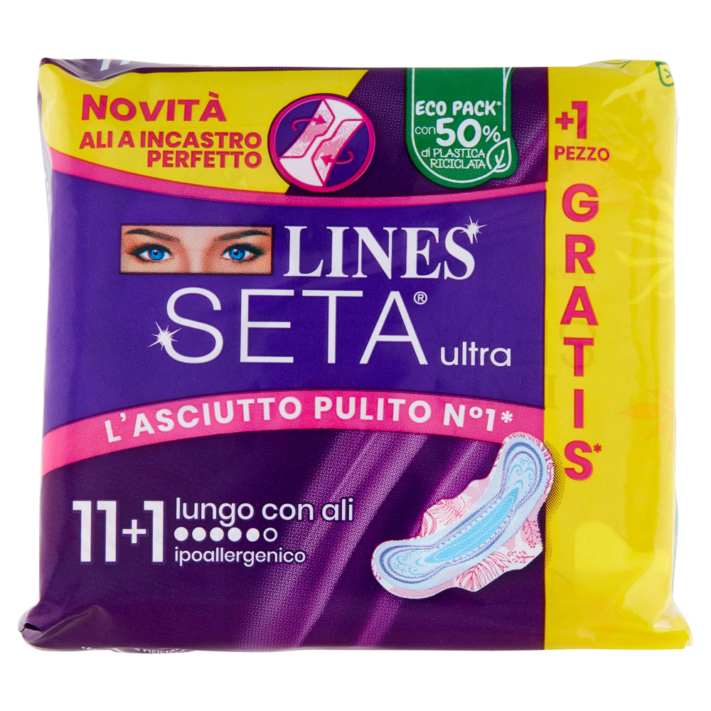 Lines Assorbenti Seta Ultra Lungo con Ali Pz11+1