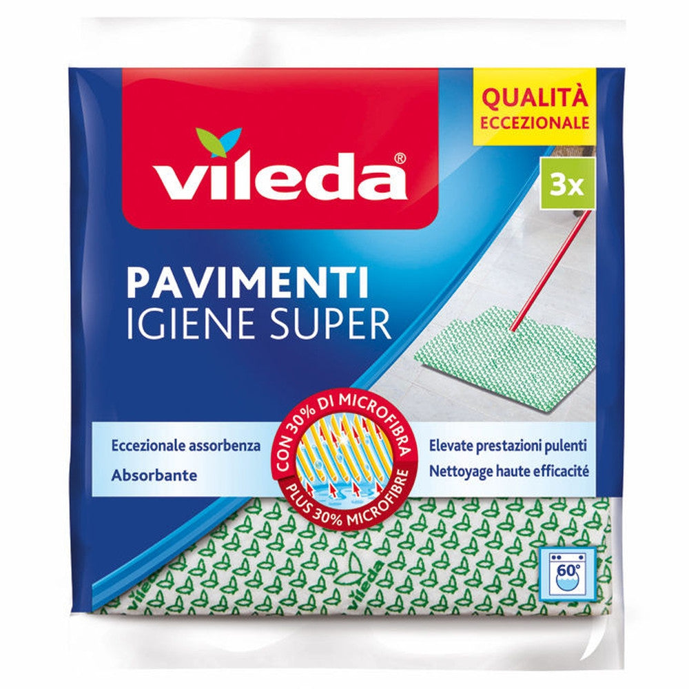 Vileda - Panno microfibra pavimenti Igiene Super 3 pz.