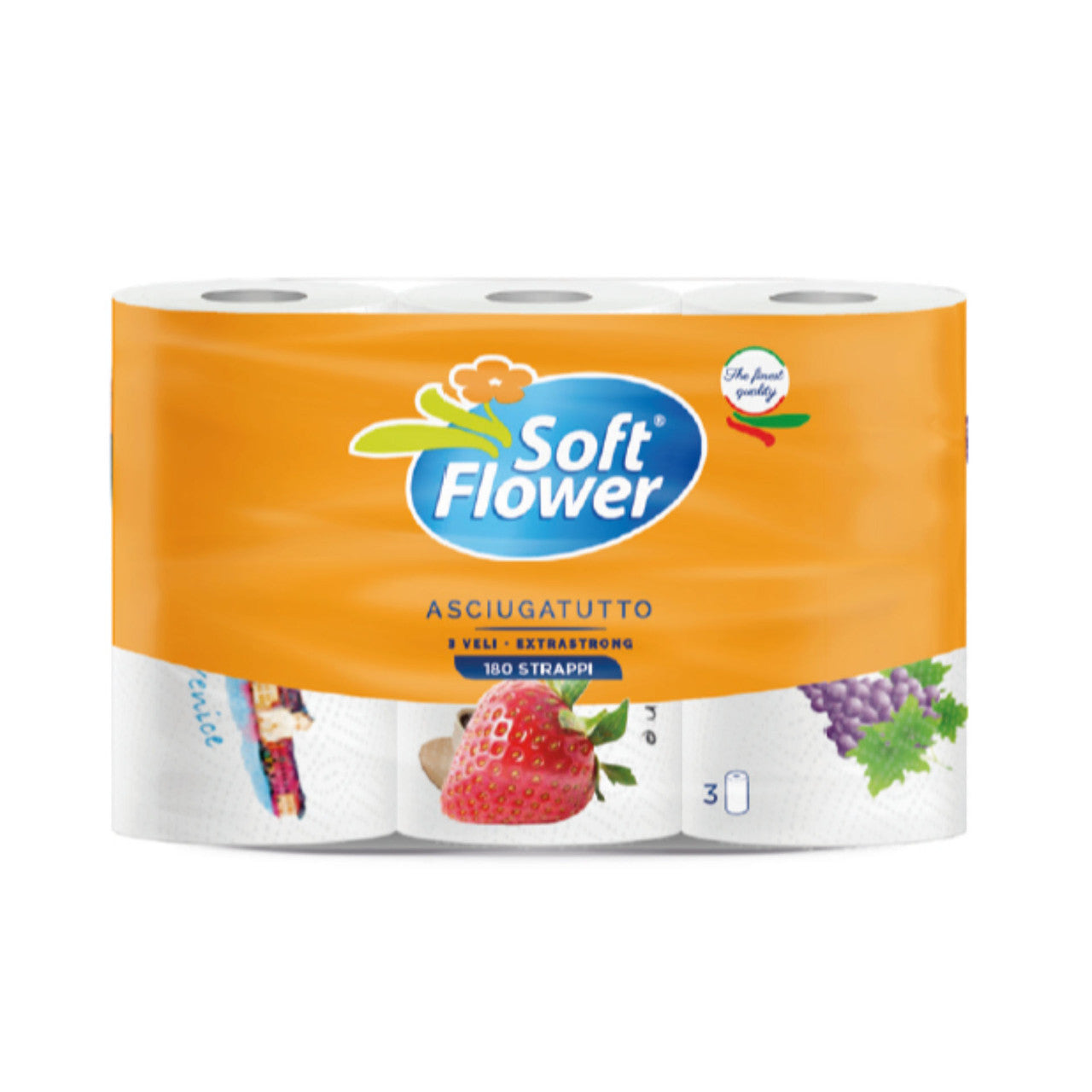 Soft Flower - Asciugatutto Love Decorato 3 Rotoli 3 Veli