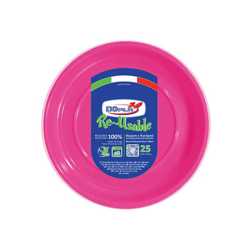 Dopla - Piatto riutilizzabile 25 pz fondo fucsia