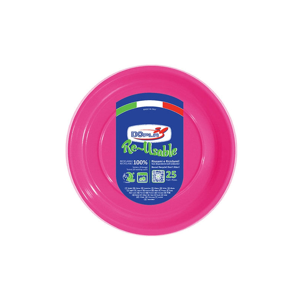 Dopla - Piatto riutilizzabile frutta 25 pz fucsia