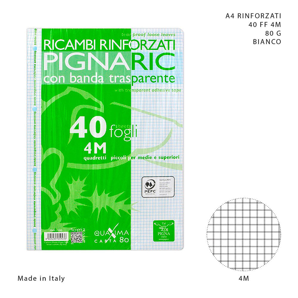 Pigna - Ricambi Rinforzati A4 40FF 80g 4M Bianco