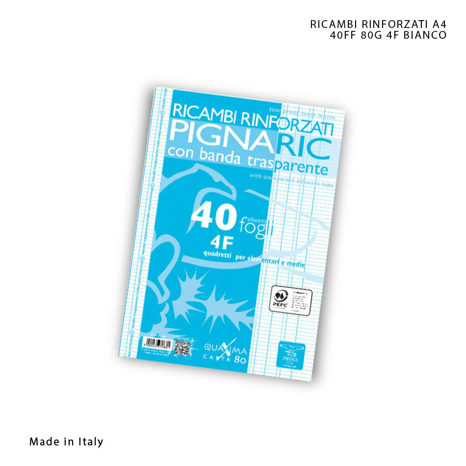 Pigna - Ricambi Rinforzati A4 40FF 80g 4F Bianco