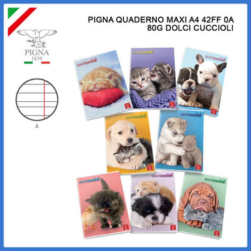 Pigna - Quaderno Maxi A4 42Ff 80G 0A Dolci Cuccioli Assortimento Casuale