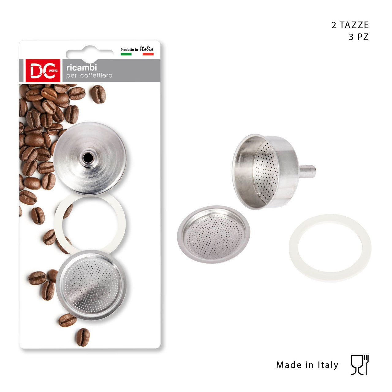 Bialetti - Guarnizioni 3 pz + filtro caffettiera alluminio 6 tazze