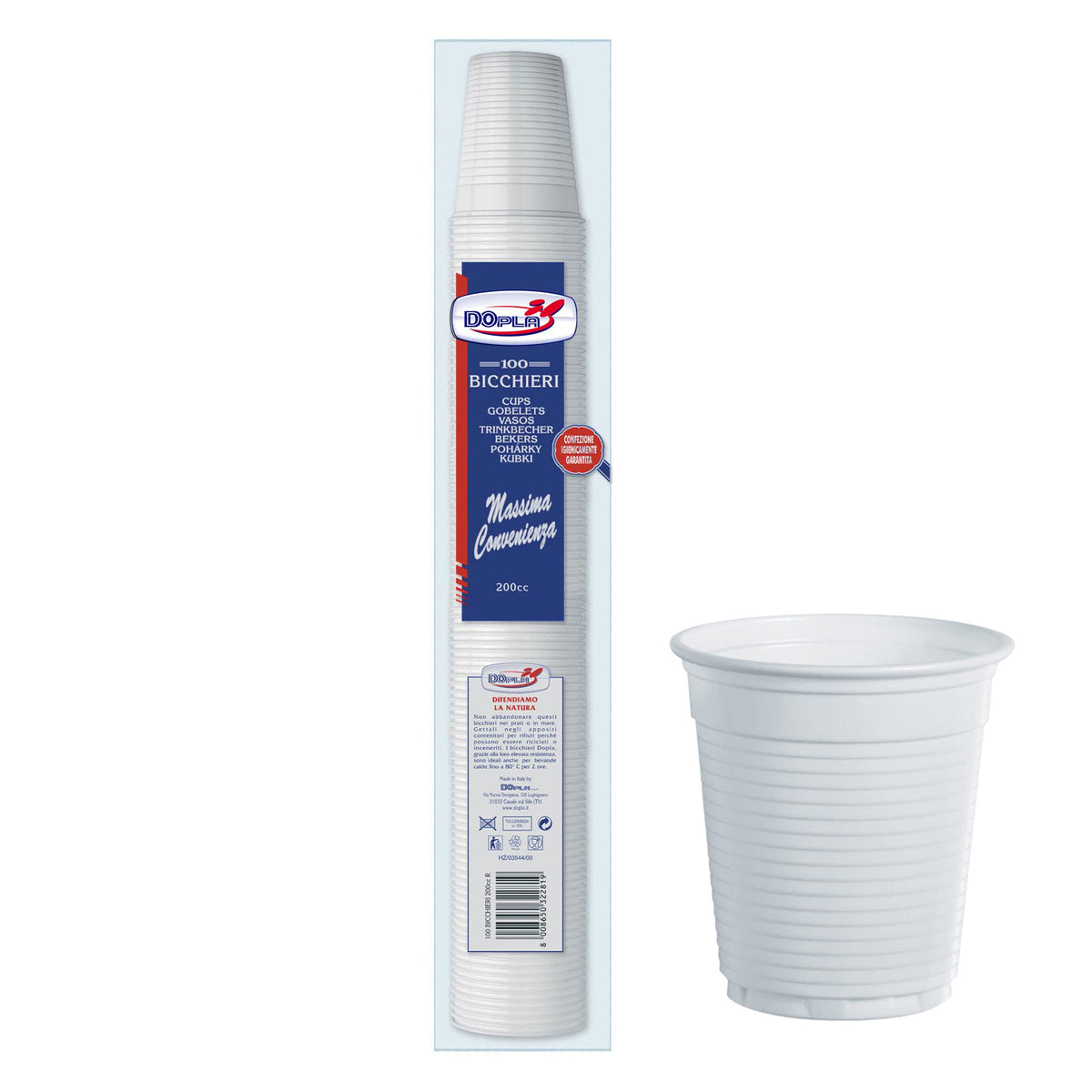 Dopla Bicchieri 200Ml 100Pz Bianco