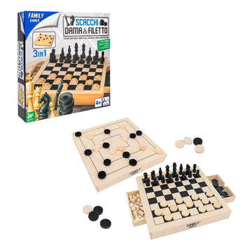 Globo Gioco Scacchi-Dama-Filetto In Legno