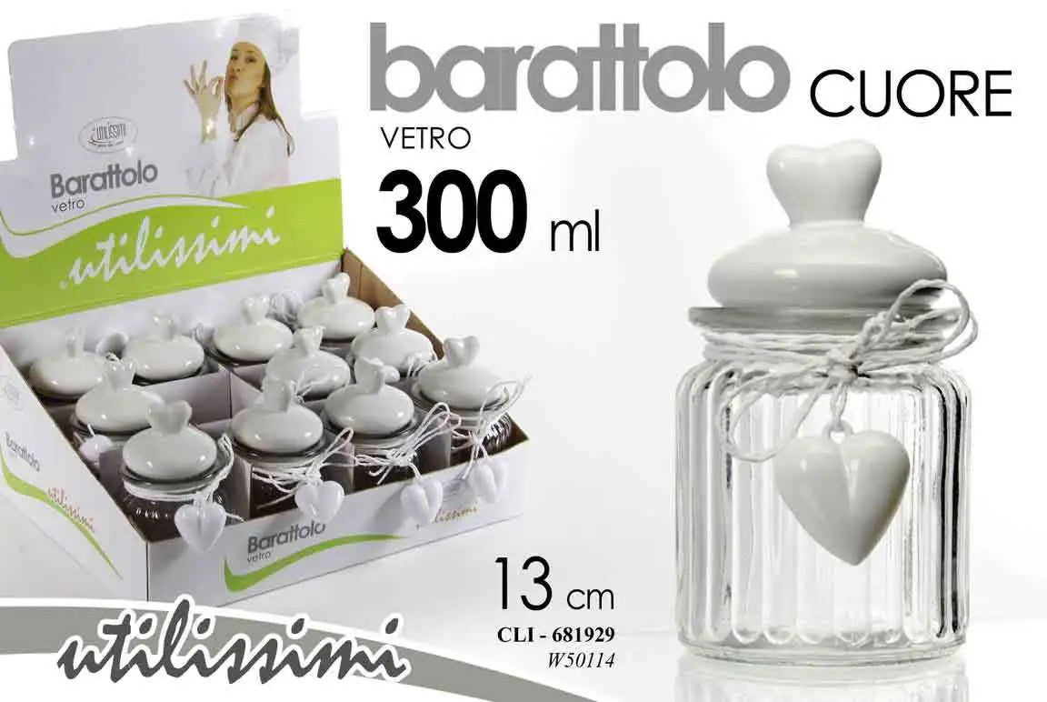 Gicos Barattolo vetro con cuore  300Ml 13Cm