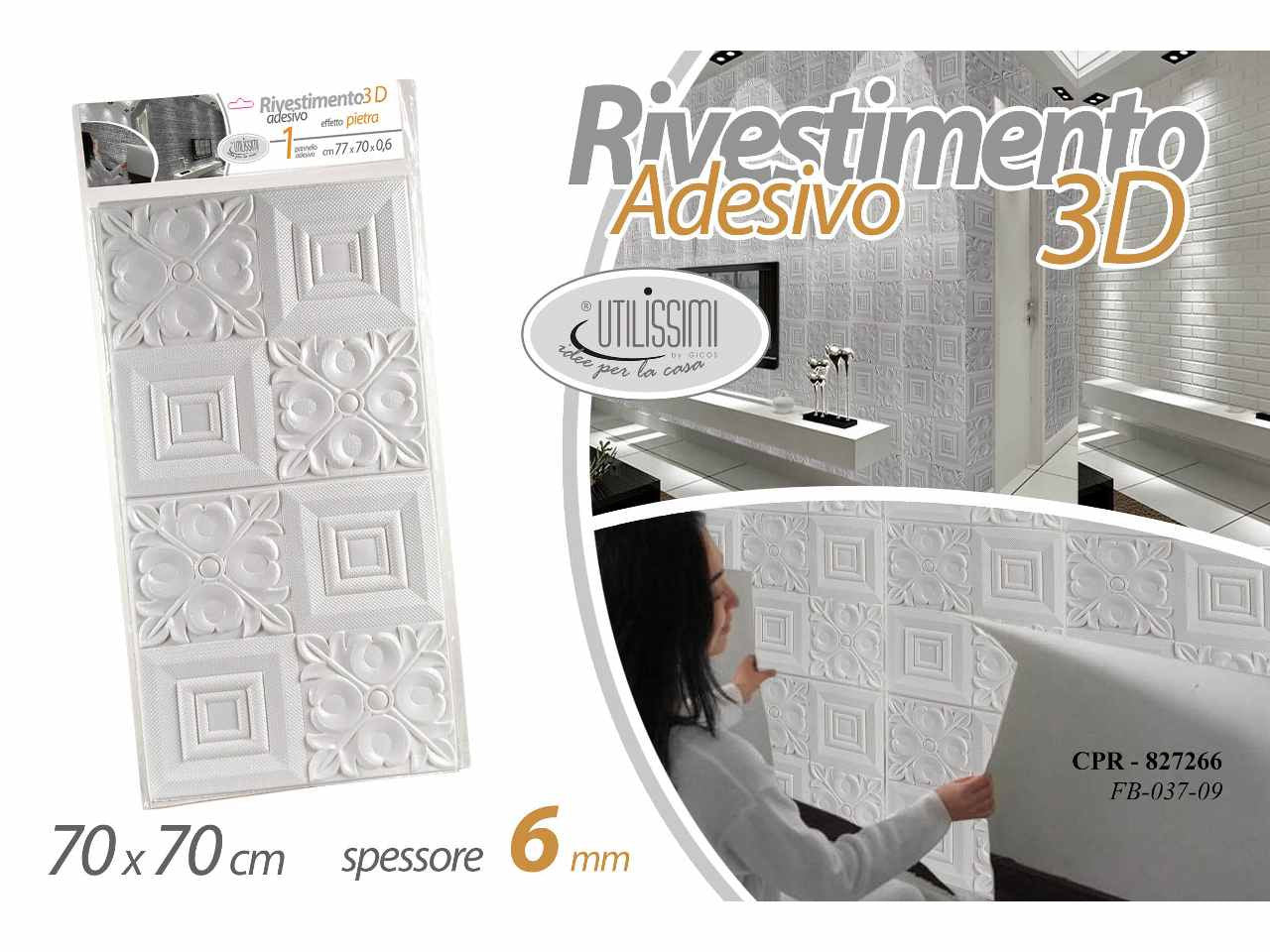 Gicos Rivestimento 3D effetto piastrella 6Mm 70*70Cm