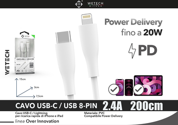 Wetech Cavo Usb C-Usb 8Pin 200Cm 2.4A