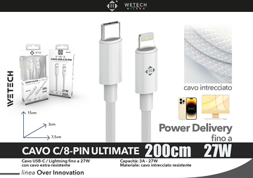 Wetech Cavo Usb C-8Pin 200Cm 27W