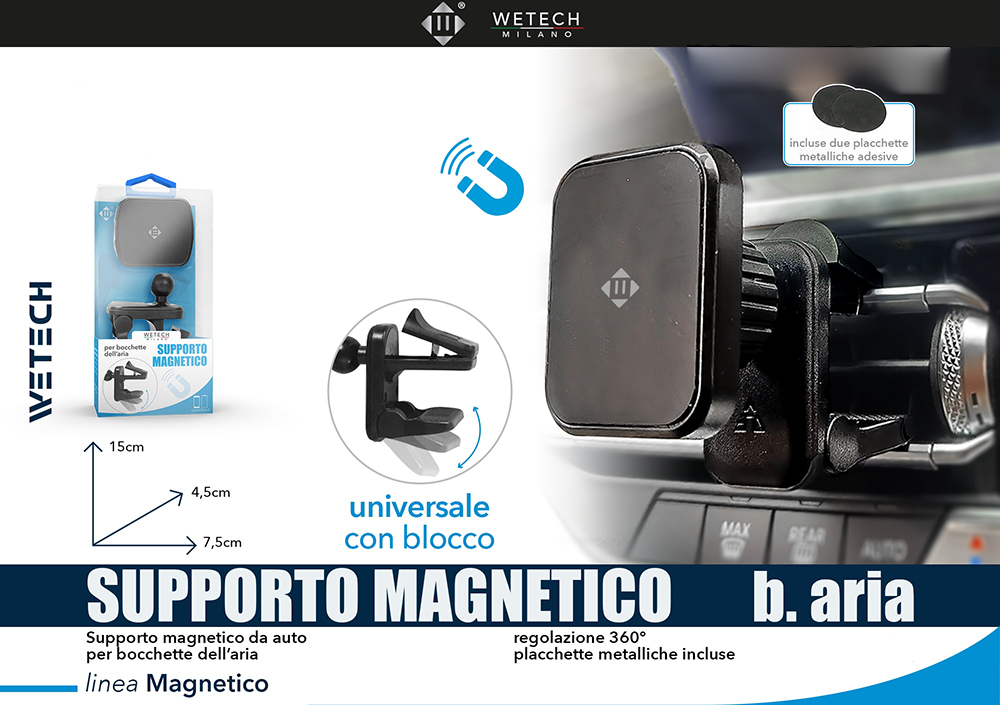 Wetech Supporto Auto Magnetico P/Bocchette Aria