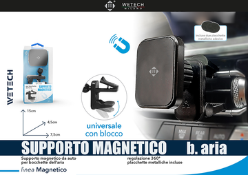 Wetech Supporto Auto Magnetico P/Bocchette Aria