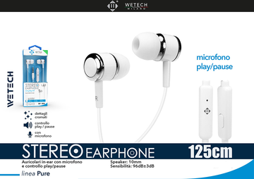 Wetech Auricolari In-Ear Con Microfono - Bianco