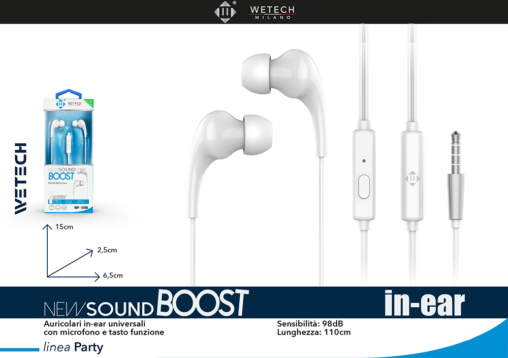 Wetech Auricolari In-Ear Universali Con Microfono