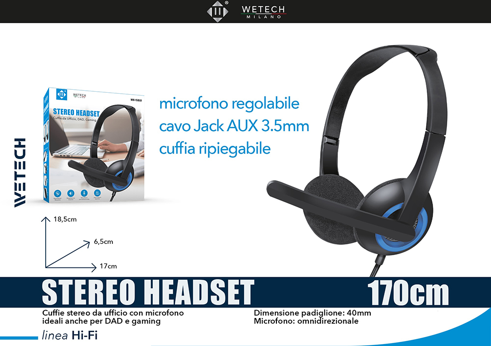 Wetech Cuffie Da Ufficio E Gaming - Blu