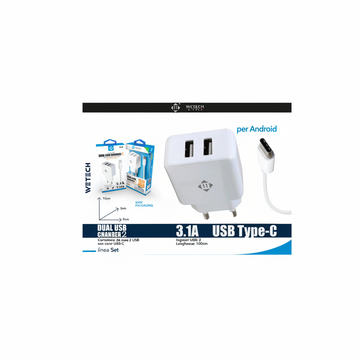 Wetech Wg Set Casa Caricatore 2 Usb 2.4A + Cavo Type C