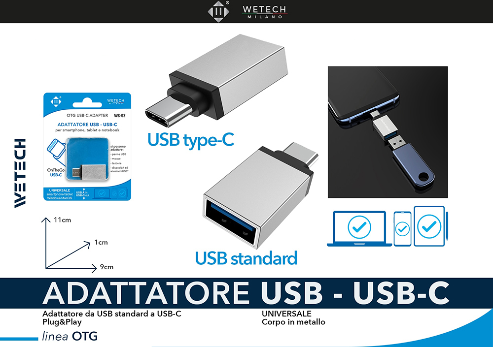 Wetech Adattatore Usb-Usb C