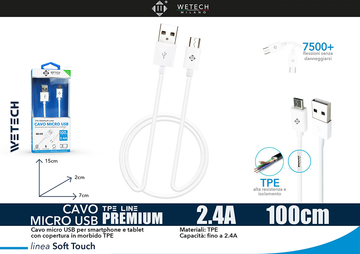 Wetech Cavo Micro Usb In Tpe Premium 2.4A 1Mt Wa510B