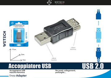 Wetech Adattatore Usb Maschio-Femmina