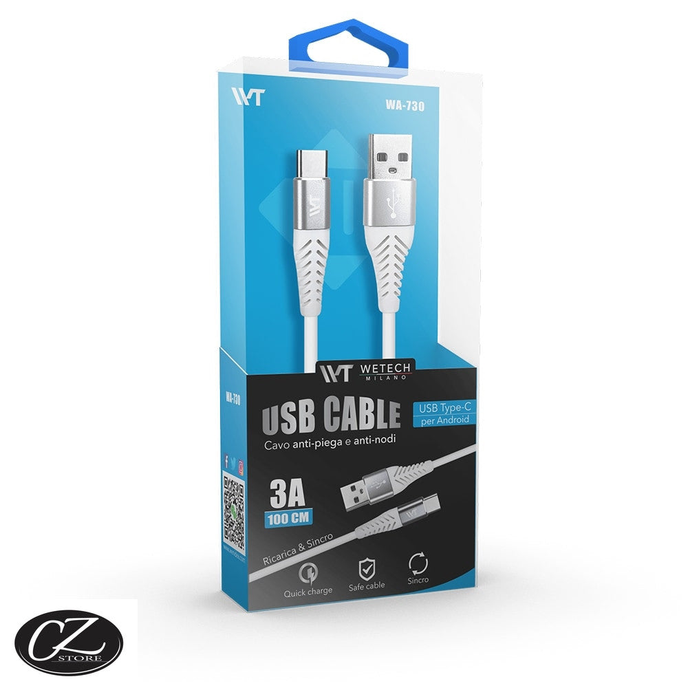 Wetech Cavo Usb C Antipiega Antinodi 3.0 A 1Mt