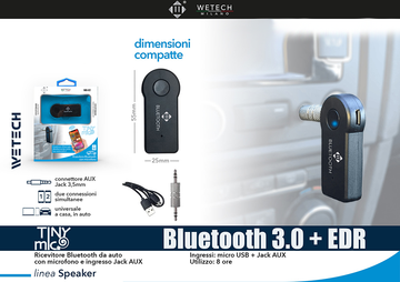 Wetech Ricevitore Bluetooth Con Microfono Wd02