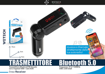 Wetech Trasmettitore Bluetooth Da Auto 2 Usb 2A