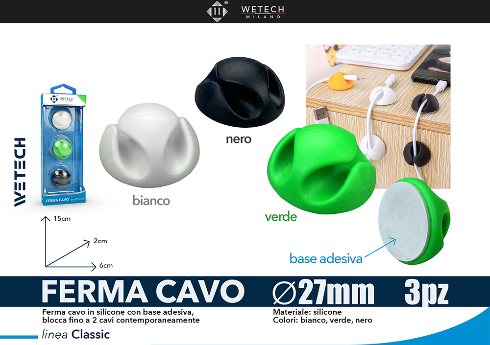 Wetech Ferma Cavi 27Mm 3Pz