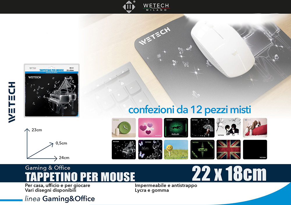 Wetech Tappetino Mouse 22X18Cmm assortimento casuale