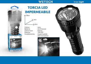 Wetech Torcia Led Impermeabile 2Xd