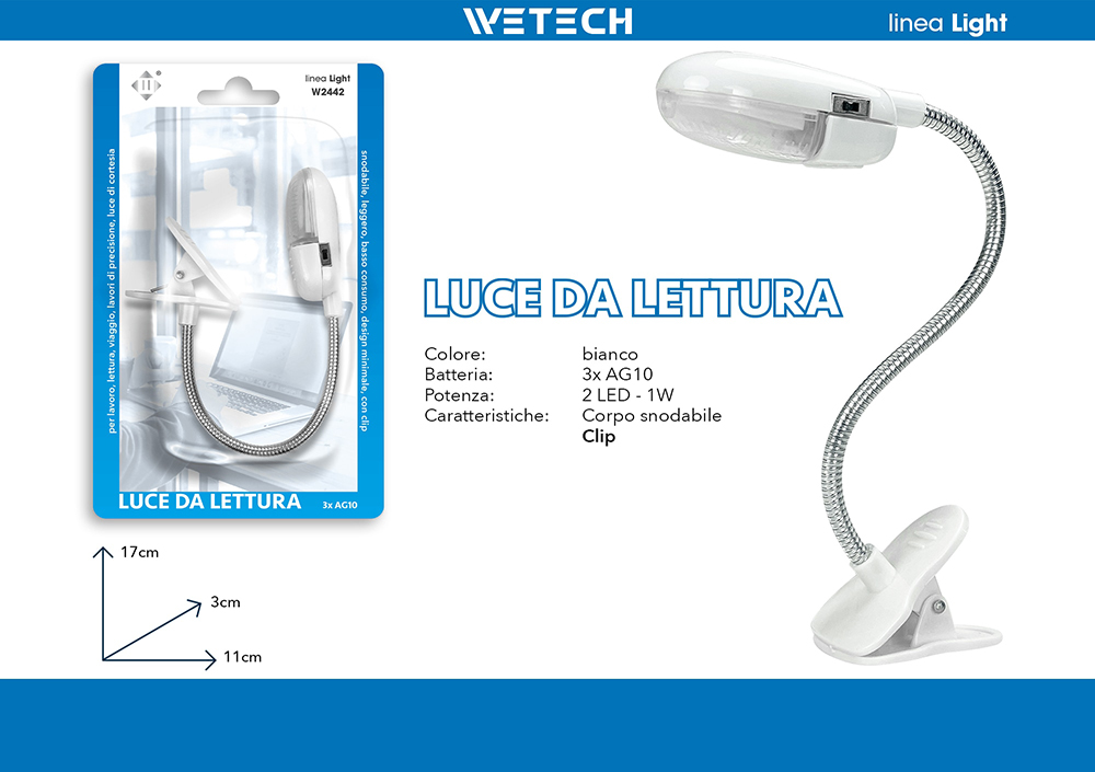 Wetech Lampada Da Lettura C/Clip 3Xag10