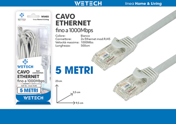 Wetech Cavo Ethernet Fino 1000Mbps 5Mt