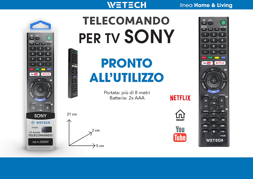 Wetech Telecomando Tv Comp.Con Sony Tv