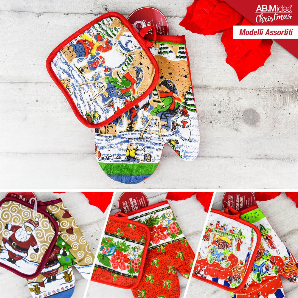 Ab.M Set Presina Con Guanto Da Forno Decoro Natale