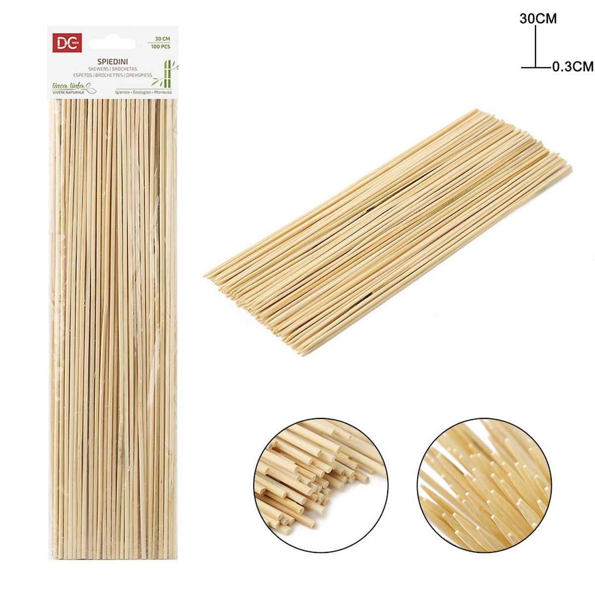 Dc - Spiedini Bambu  30X3Cm 100Pz